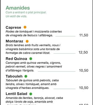 Carta 'Amanides' at Santa Cereza in Terrassa