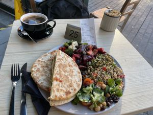 An all-round excellent Vegan meal.   at Busy Beans Cafe in Redhill
