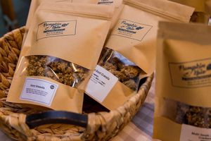 Selection of raw crackers and granolas  at Pumpkin and Kale  in Dubai