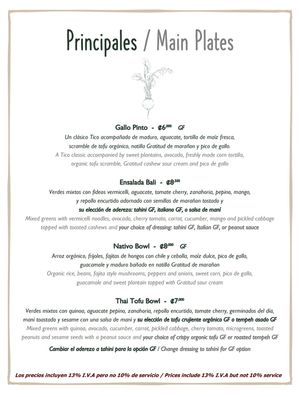 Main Plates 🌱 at Gratitud in San Isidro De El General