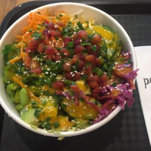 My vegetarian poke with mango and passion fruit sauce at Poke Shop in Rouen