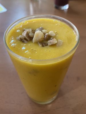 Mango, Banana & walnut smoothie  at Honey and Spice in Pushkar