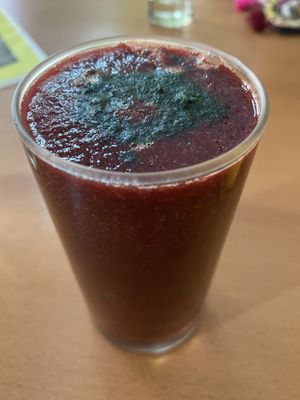 Beetroot spinach and spirulina smoothie  at Honey and Spice in Pushkar