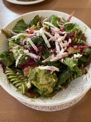 Green godess pasta salad  at Honey and Spice in Pushkar