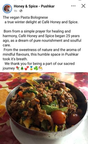 The special cooking with total care that makes each dish a prayer for good health and bliss 😊 at Honey and Spice in Pushkar