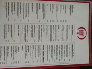 Menu at Café Orient in Vienna