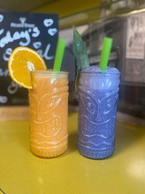 24carrot gold smoothie and a pixie pulp smoothie  at The Happy Shroom in Gloucester