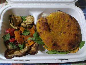 Vegan sandwich with a spelled and chickpea burger #Veganuary at Biò in Catanzaro