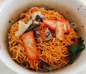 Red kolo mee at New Foochow Vegetarian Food in Kuching