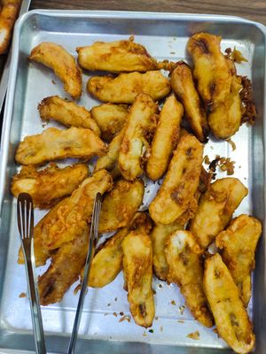Fried banana fritter at New Foochow Vegetarian Food in Kuching