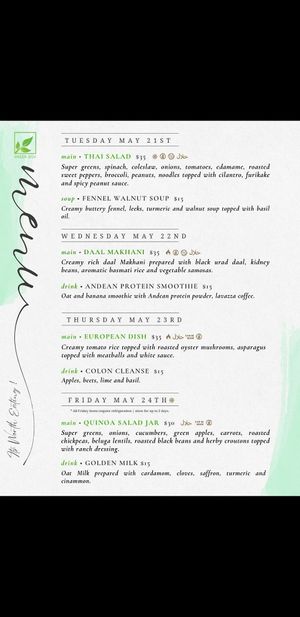 Menu at Green Box in Bridgetown