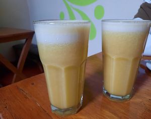 Jugo de piña con naranja (was a bit too sour, piña con agua would be better) at El Encuentro - Tigre in Cusco