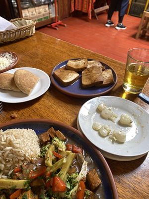 Extra tofu (not very good)  at El Encuentro - Tigre in Cusco