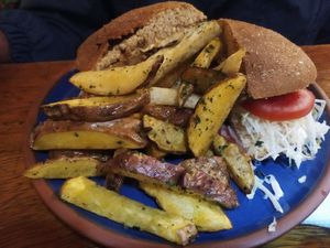 Lomito for dinner. Delicious at El Encuentro - Tigre in Cusco