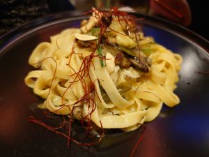 Hot pepper pickle fettucine with zucchini NT$350 at Vegan Amore 蔬慕 in Taipei