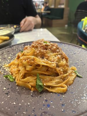 Tagliatelle with ragu and kumquat   at Vegan Amore 蔬慕 in Taipei
