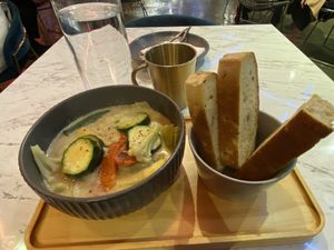 Artichoke stew with focaccia   at Vegan Amore 蔬慕 in Taipei
