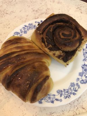 Croissant and chocolate roll   at Belo Farelo in Porto