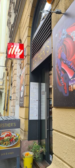 outside at Esther's in Budapest