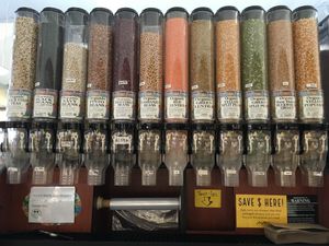 One part of the bulk section at Mandela Food Cooperative in Oakland