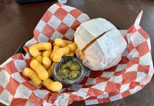 Fish sandwich with chickpea puffs   at Dope Vegan in West Palm Beach