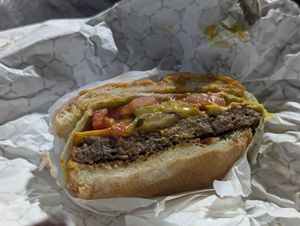 Plain Jane traditional American burger at Dope Vegan in West Palm Beach