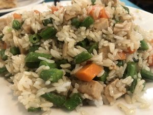 Chicken fried rice (without corn)  at Nature Vegetarian Restaurant in Oakland