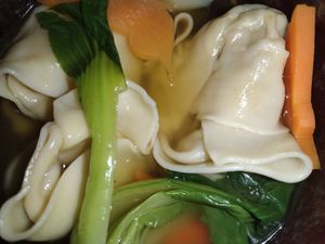 Wonton soup at Nature Vegetarian Restaurant in Oakland