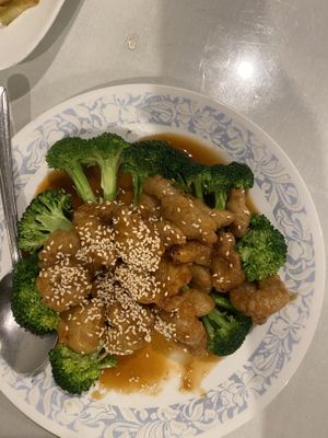 Sesame chicken (mock meat )  at Nature Vegetarian Restaurant in Oakland