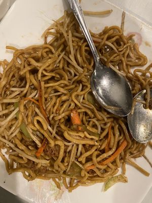 Chicken chow mein (mock meat )  at Nature Vegetarian Restaurant in Oakland