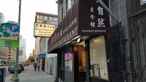 outside at Nature Vegetarian Restaurant in Oakland