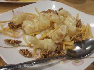 Prawn with Honey Walnut. Sooooooo tasty. at Nature Vegetarian Restaurant in Oakland