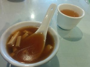 Soup & tea. at Nature Vegetarian Restaurant in Oakland