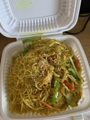 Singapore style rice noodle  at Nature Vegetarian Restaurant in Oakland