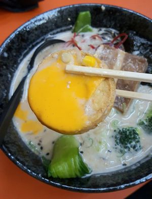 vegan "fried egg" - close-up #Veganuary at Beyond Ramen in Berlin