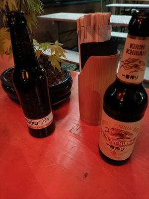 On Right: Kirin ichiban beer at Beyond Ramen in Berlin