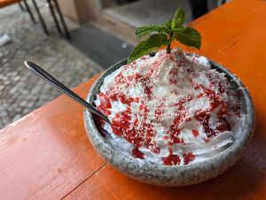 Ice-cream dessert at Beyond Ramen in Berlin