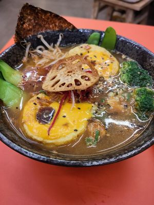 Kimchi love with added fake fried egg at Beyond Ramen in Berlin