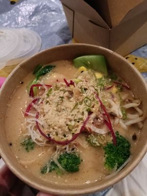 Tan tan ramen with broth at Beyond Ramen in Berlin