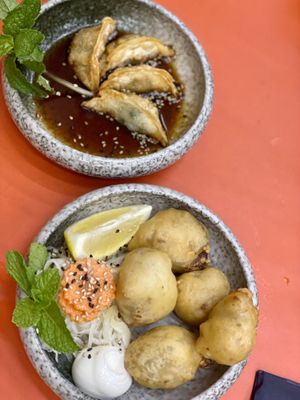Gyosa and Seitan balls with cream & cabbage  at Beyond Ramen in Berlin