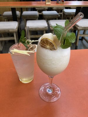 Yuzu lemonade and lichee smoothiee  at Beyond Ramen in Berlin