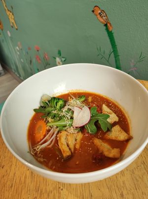 Gochujang noodle soup at Peace kitchen in Helsinki