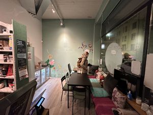 Some seating available   at Peace kitchen in Helsinki