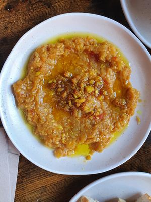 Mirza Ghassemi (aubergine) at Mana's Plant-Based Persian Cuisine in London