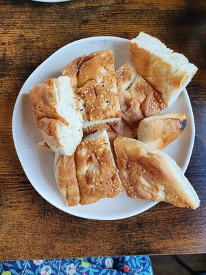Barbari bread at Mana's Plant-Based Persian Cuisine in London