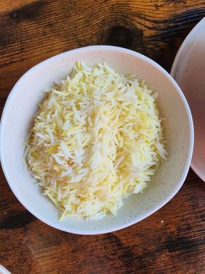 Saffron rice at Mana's Plant-Based Persian Cuisine in London