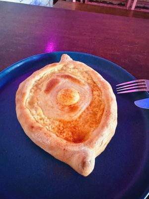 vegan khachapuri at SHPANA in Tbilisi