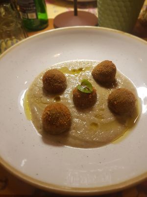 Filled with chickpea flour in a sauce from eggplant. Really good. at I Morgante Bottegabistro in Agrigento