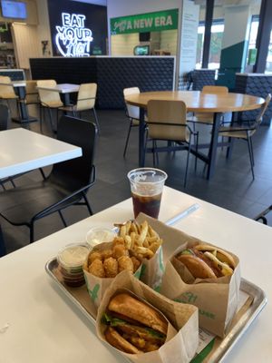 Double burger & hot chicken burger   at Hart House - Sepulveda in Los Angeles