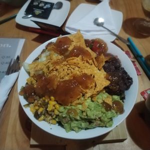 Vegan burrito bowl at The Little Spoon in Panajachel